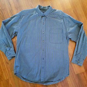 Mens Sonoma Sz M/Medium plaid button up down long sleeved shirt top blue/white